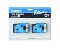 Brother P-Touch PT-10 Label Tape 2Pack (OEM) 0.375\" White Print on Black