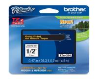 Brother P-Touch PT-1000 Label Tape (OEM) 0.47\" Gold Print on Black