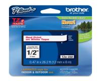 Brother P-Touch PT-1000 Label Tape (OEM) 0.47\" Red Print on White