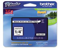 Brother P-Touch PT-1090 Label Tape (OEM) 0.23\" Black Print on White