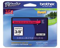 Brother P-Touch PT-1180 Label Tape (OEM) 0.35\" Black Print on Red