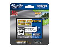 Brother P-Touch PT-1300 Label Tape - Extra Strength (OEM) 3/4\" Black Print on White