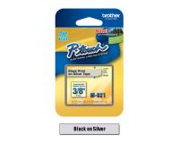 Brother P-Touch PT-55S Label Tape (OEM) 0.35\" Black on Silver Non-Laminate