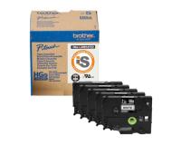 Brother P-Touch PT-9200PC Label Tape 5Pack - Extra Strength (OEM) 0.35\" Black on White