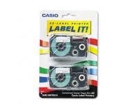 Casio CW-L300 Label Tape 2Pack (OEM) 0.75\" Black Print on Green