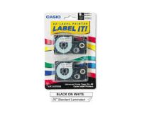 Casio KL-2000 Label Tape 2Pack (OEM) 0.375\" x 26f\' Black on White