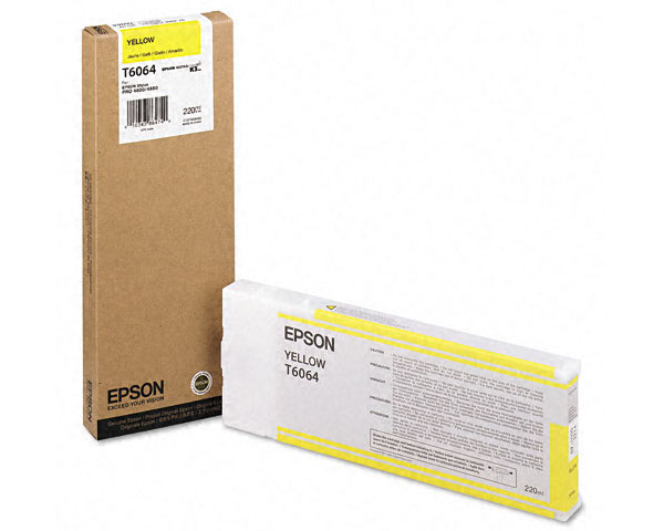 Epson Part # T606400 OEM UltraChrome K3 High Yield Yellow Ink Cartridge - 220ml -  T606400-oem