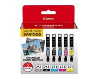 Canon 6513B011 Black & Color Ink Cartridges Combo Pack (OEM CLI-251)