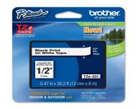 Brother P-Touch GL-100 Label Tape (OEM) 0.47\" Black Print on White