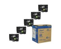 Brother P-Touch PT-9800PCN Black on White Label Tapes 5Pack (OEM) 0.7\"